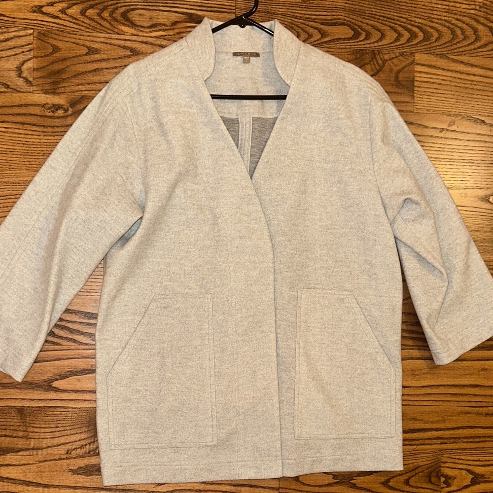 Lilla P Soft Gray Open-Front Pea Coat